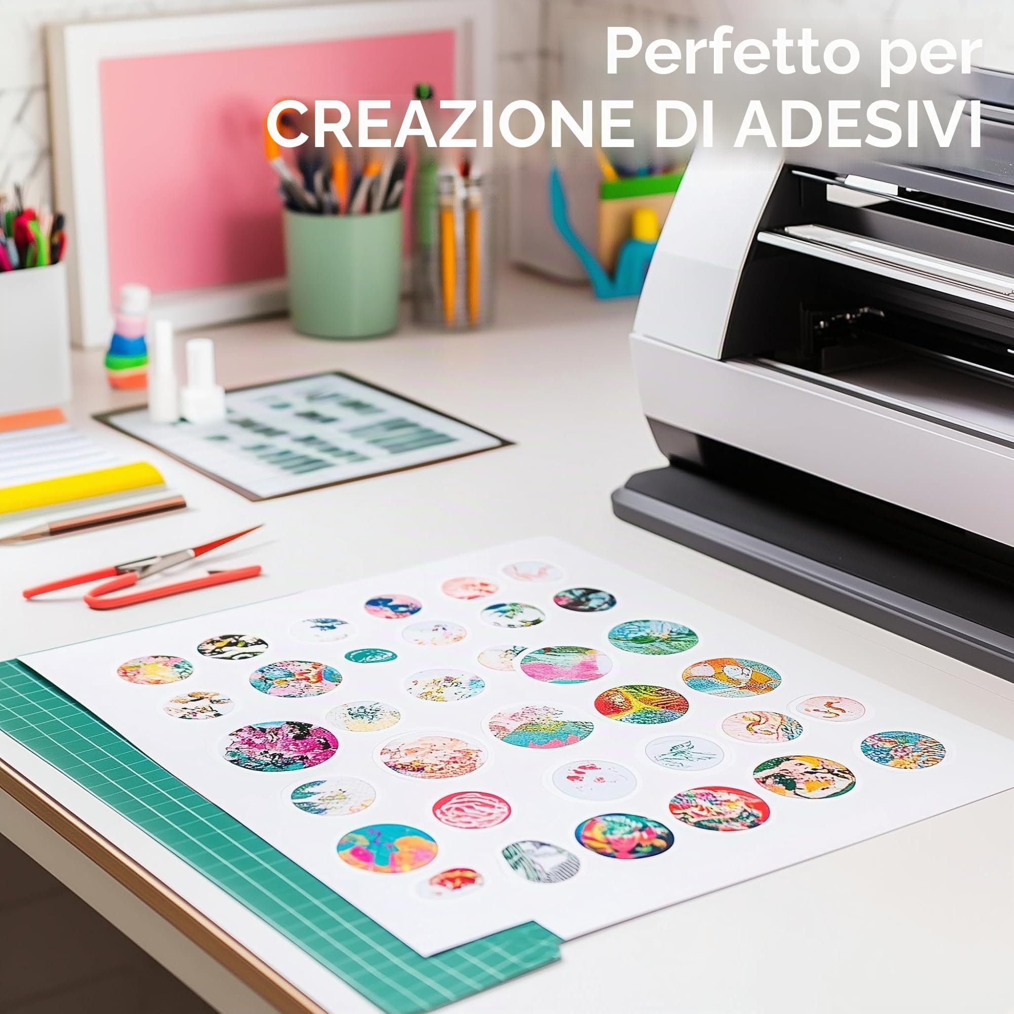 Evergreen Goods - 100 fogli di carta adesiva in vinile impermeabile formato A4, autoadesiva, colore bianco opaco, 200 g/m², stampa a getto d'inchiostro e laser, perfetti per etichette personalizzate e