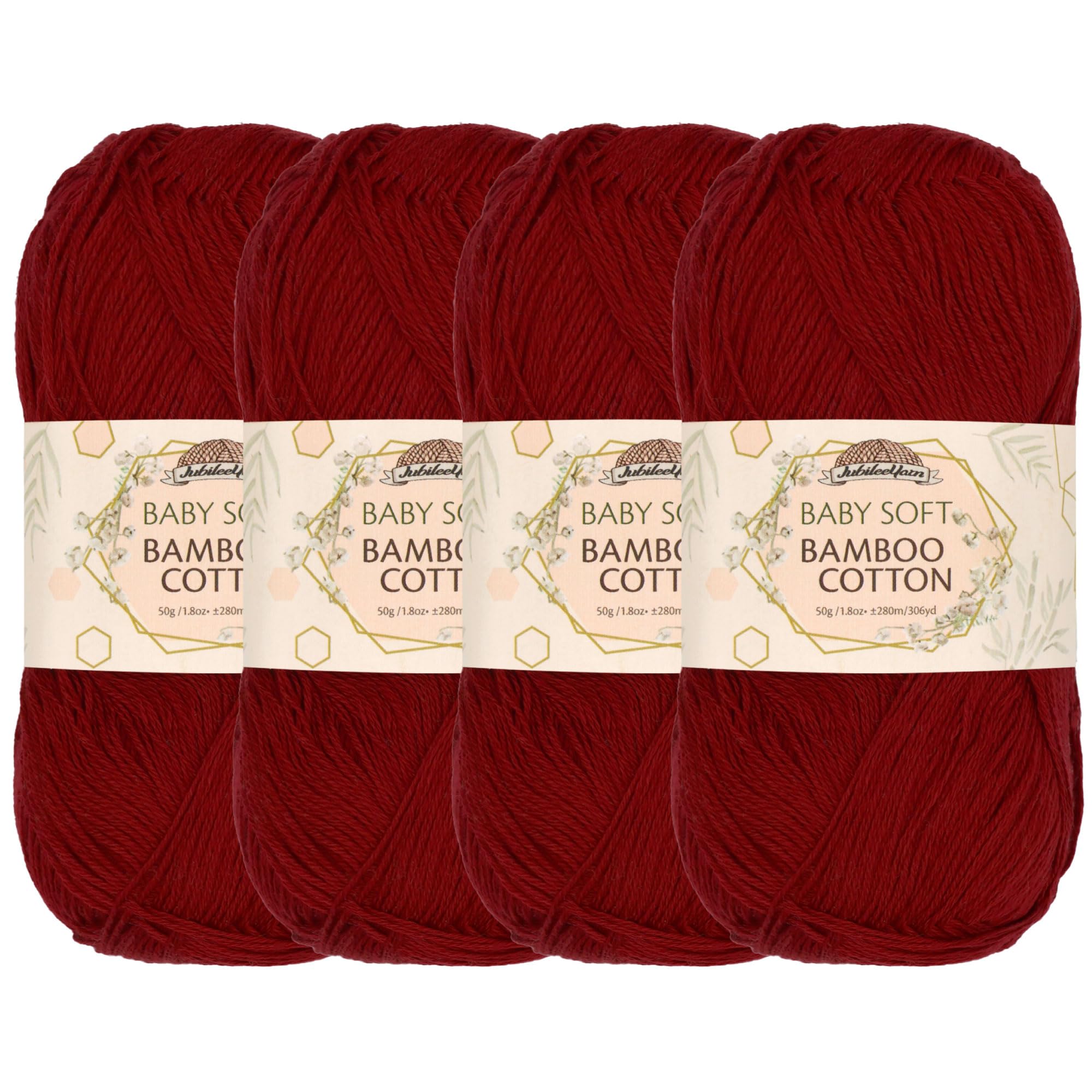Jubileeyarn Baby - Filato Di Cotone Morbido Di Bambù, 50 G, Matassa, Rosso Caldo, 4 Matasse-image