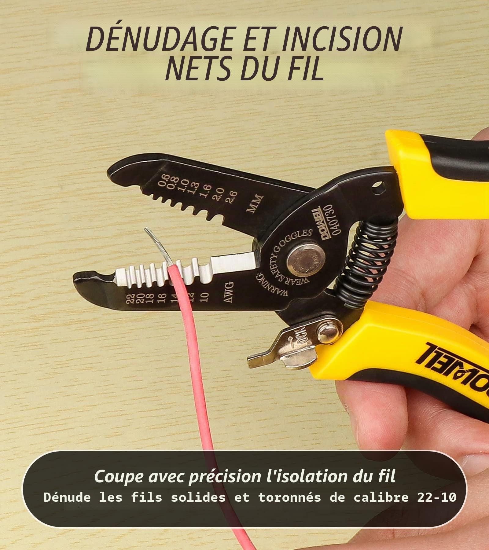 DOWELL Pince à dénuder multifonction 10-22 AWG