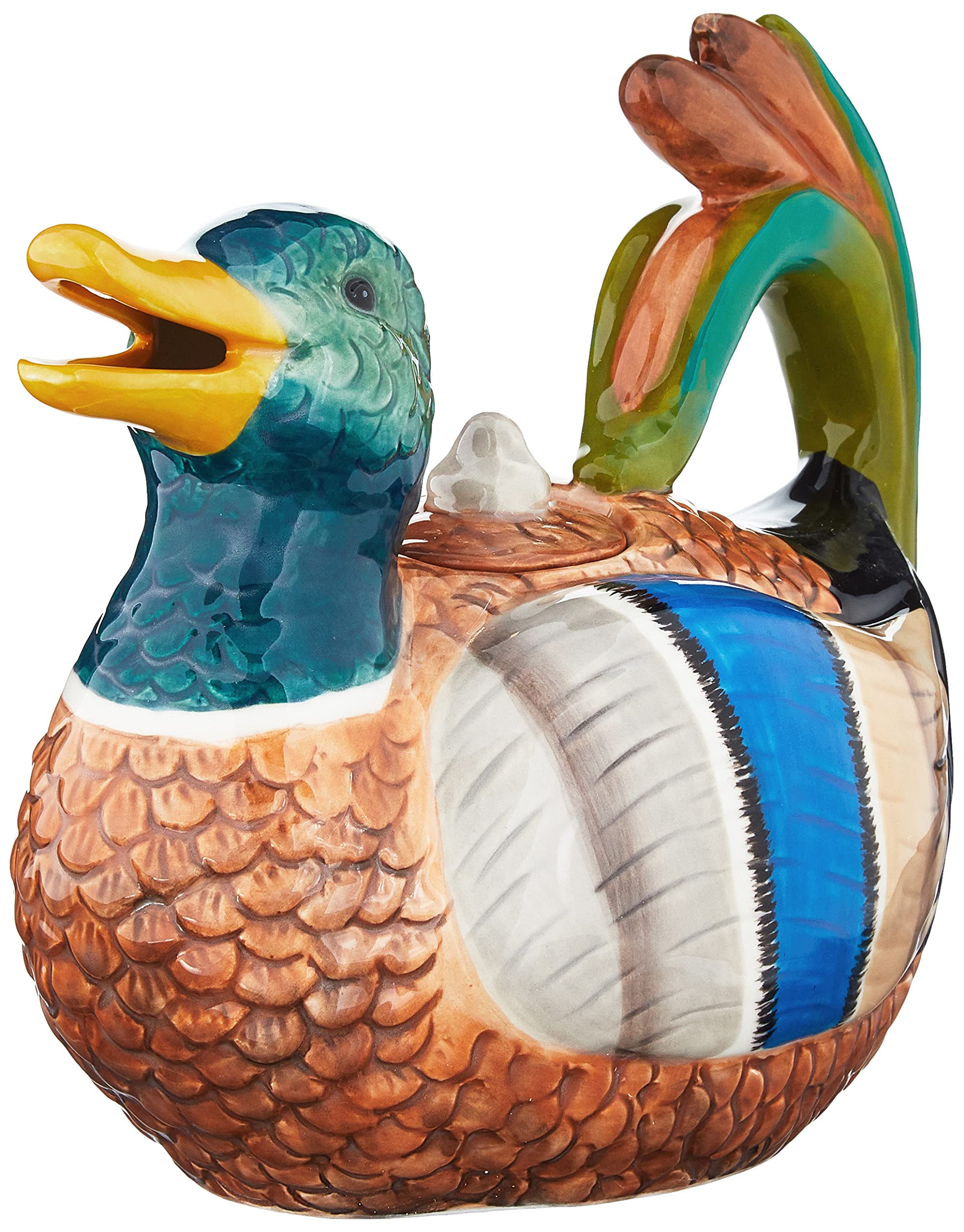 Teapots Beverage Serveware Blue Sky Ceramic Mallard Duck Teapot