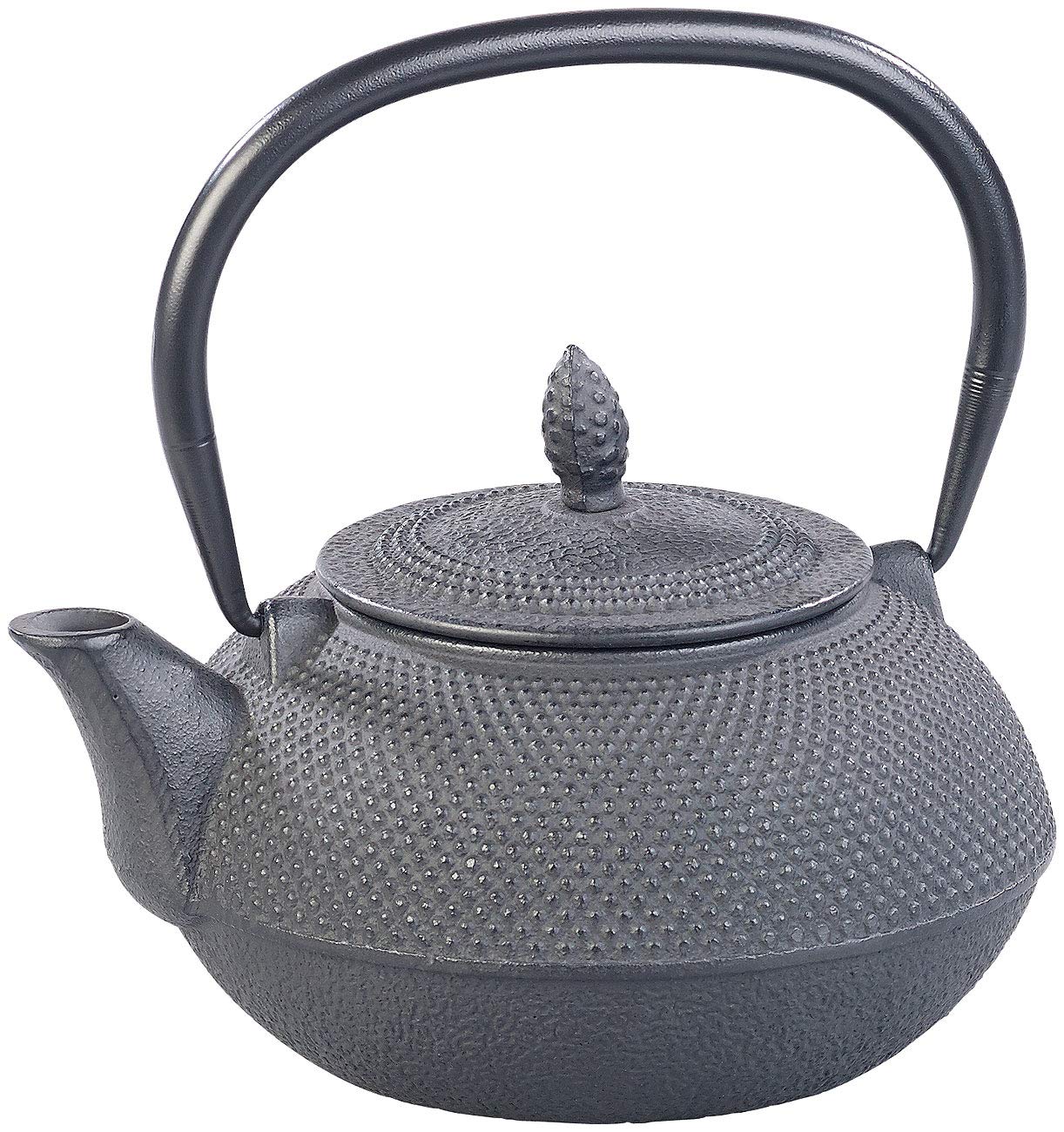 Rosenstein & Söhne Tee Set: Asiatische Teekanne, Untersetzer und 2 Becher aus Gusseisen, schwarz (Asiatische Teekanne Set, mit Teebechern, Guss)