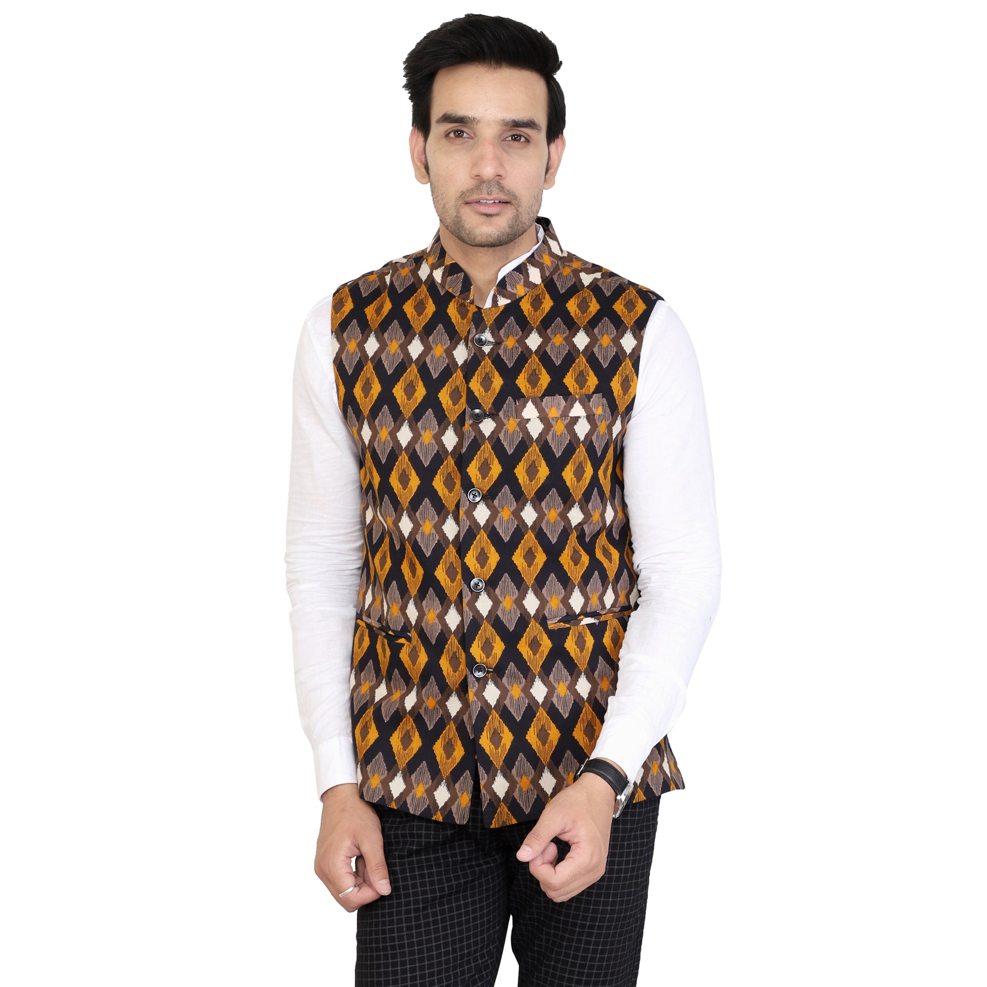 oshano Men's Cotton Printed Waistcoat (Multicolour)-picture-51