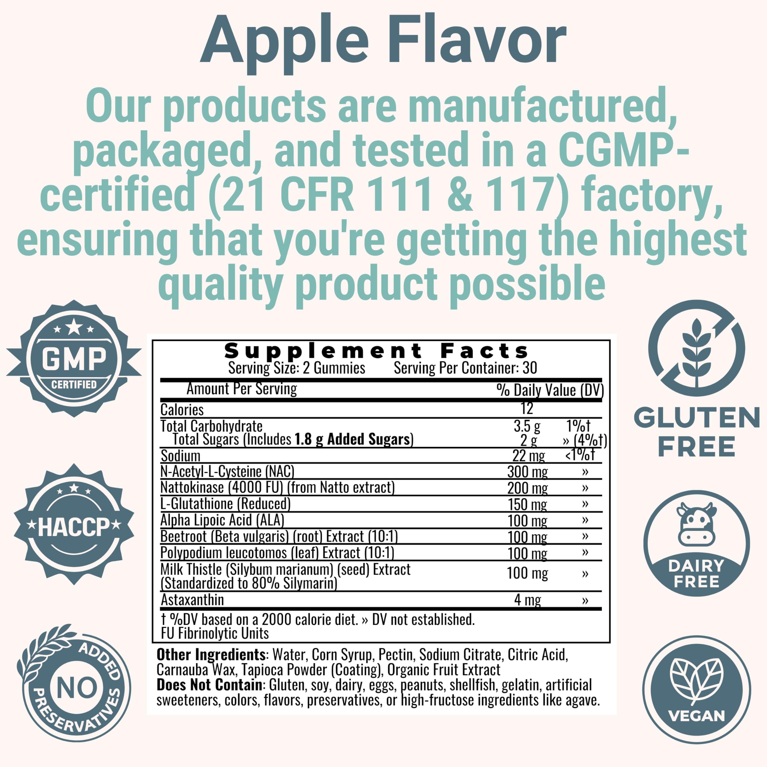 Gummy Supplement, Nattokinase Polipodium Leucotomos Astaxanthin NAC N-Acetyl Cysteine Alpha Lipoic Acid L-Glutathione Nattokinase-Polipodium-Powder Beet Beetroot Chews Capsules Organic Liquid Extract — Amazon image 9