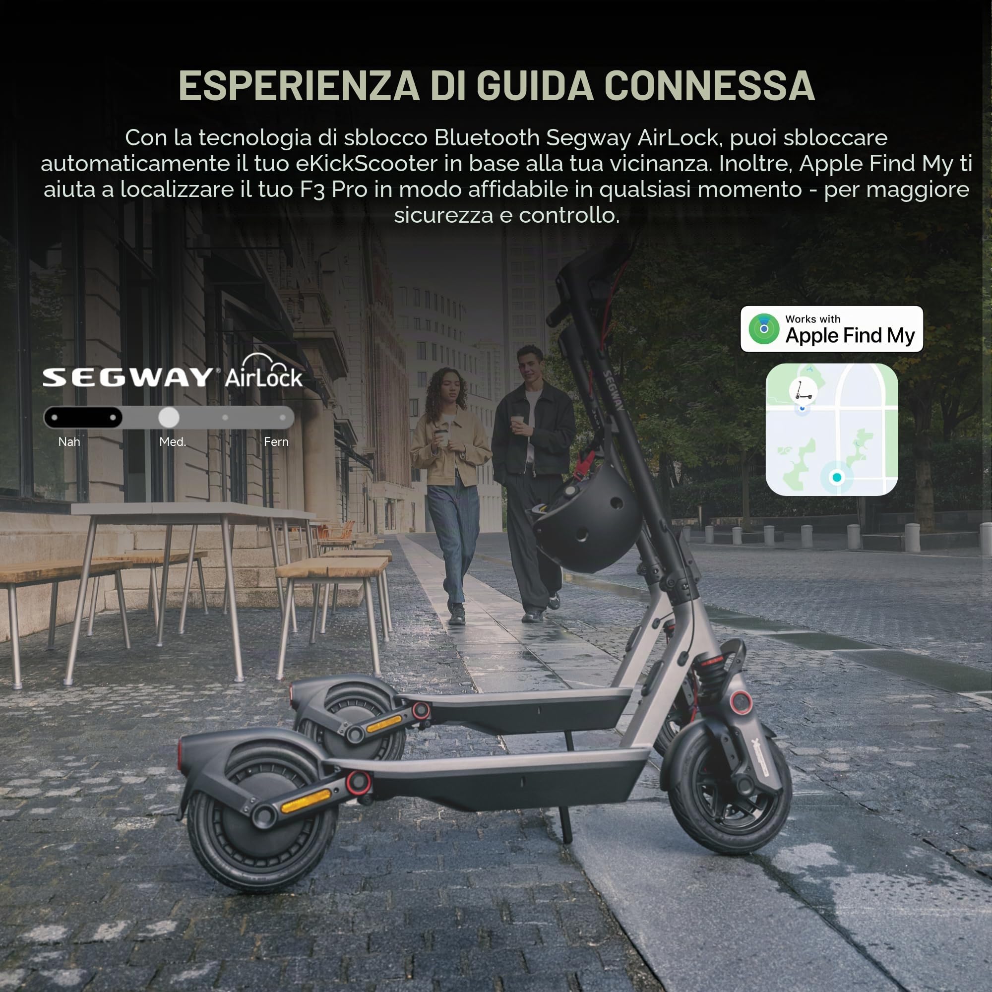 Segway-Ninebot F3 Pro D, monopattino elettrico con omologazione stradale per adulti, portata 70 km in modalità eco, capacità di carico 120 kg, doppia sospensione idraulica, Smart Display