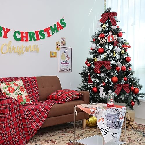Miniatura 2 de ptlsy Árbol de Navidad artificial de 6 pies con patas de metal sólido, 800 puntas de ramas y 100 adornos, perfecto para decoración de vacaciones en