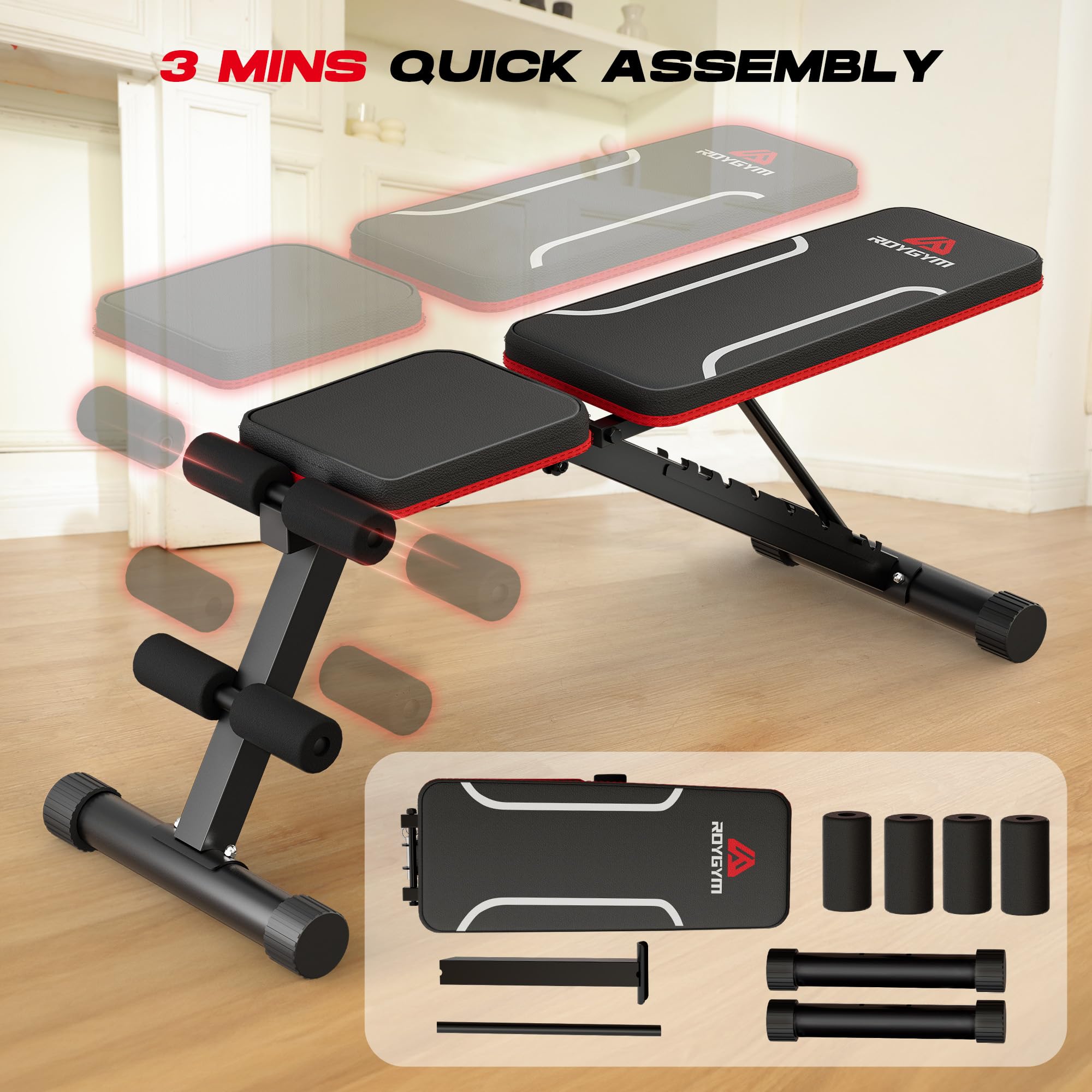 Panca Palestra Pieghevole, Panca Piana con schienale regolabile, Panca pieghevole multifunzione per allenamento, fitness, panca inclinata, carico 300 kg/400kg