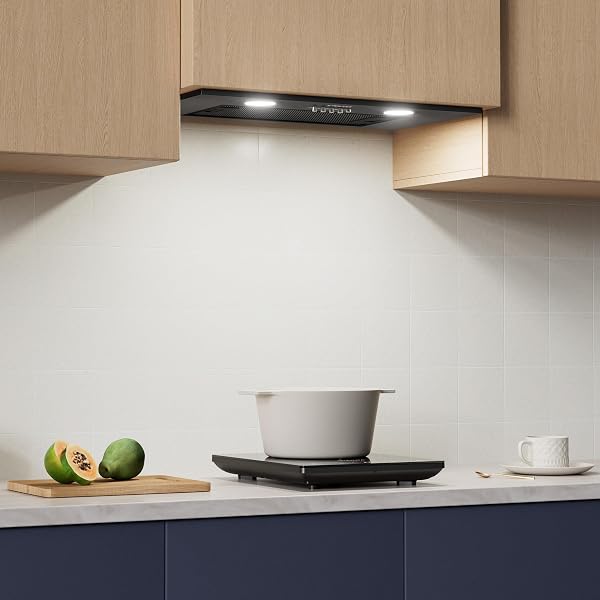 CIARRA CBCB5913A Integrated Cooker Hood 52cm Black Built in Extractor Hood LED Light 3 Speeds Undercabinet Extractor Fan - 4
