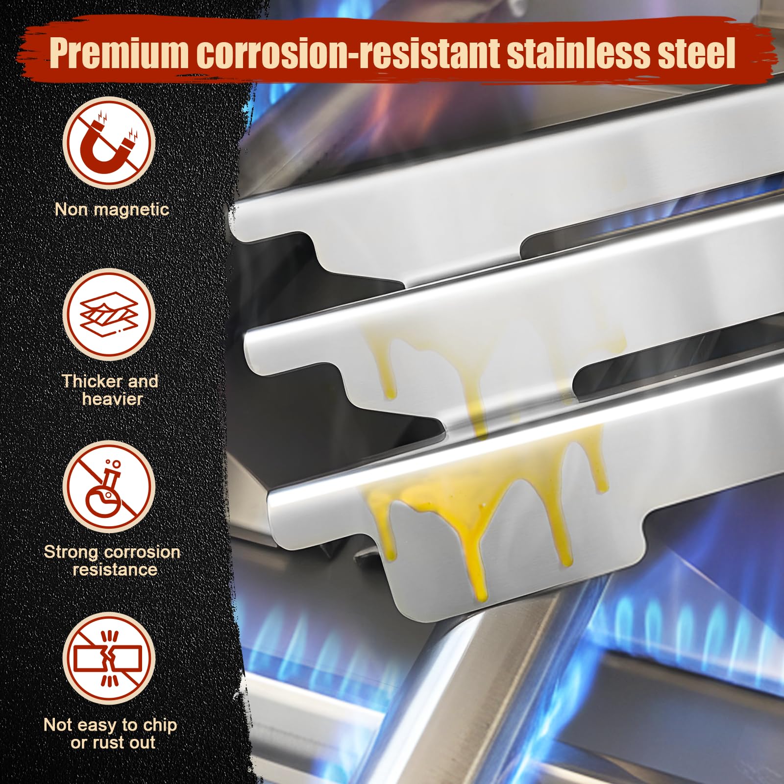Denmay Flavorizer Bars acciaio inox per Broil King Imperial Regal 420 440 490 590 690 520 570, 44,5 x 15,5 cm, 4 pezzi