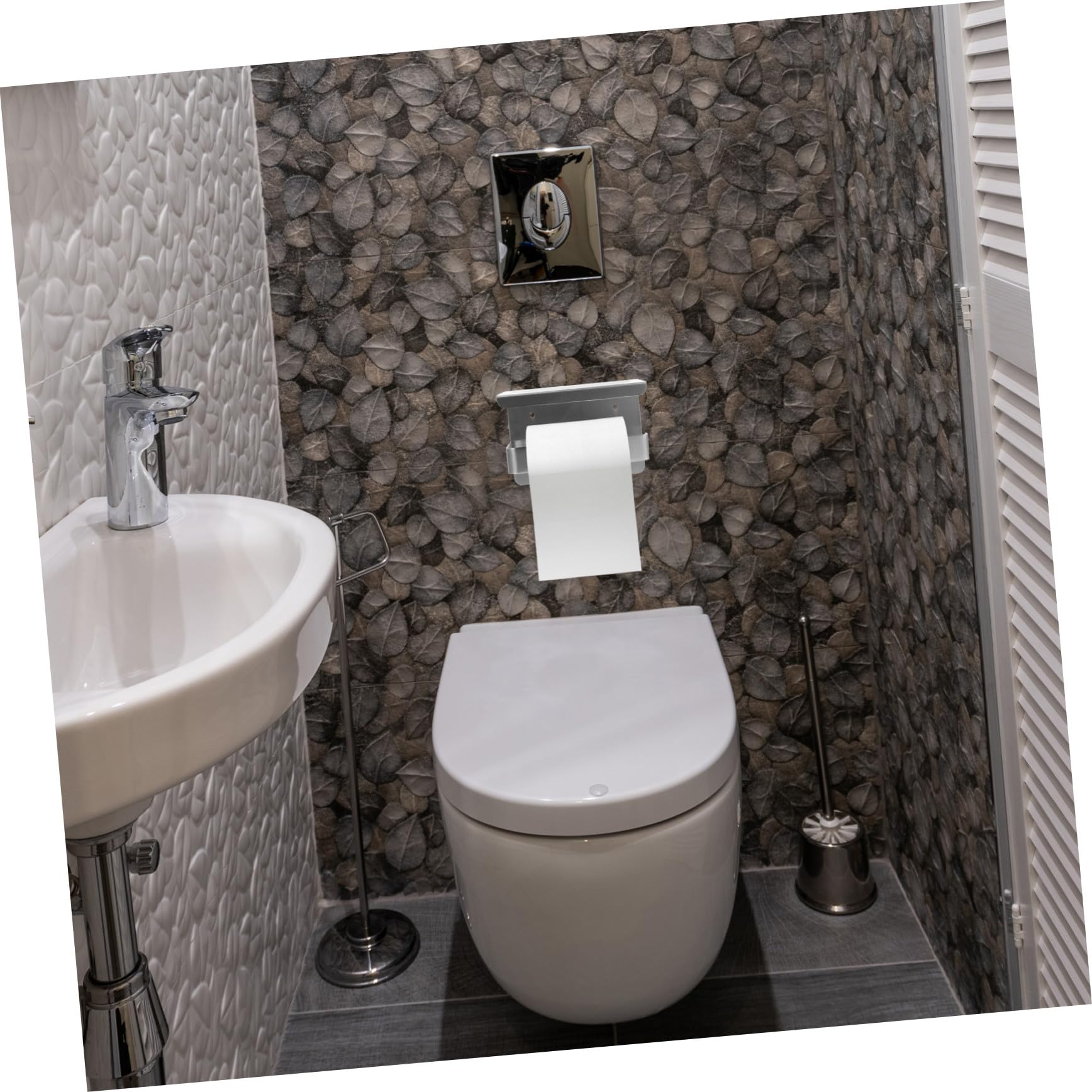 Porta Carta Igienica da Parete in Acciaio Resistente Nero con Mensola Multifunzione per Bagno e Cucina Supporto Robusto per Spazio per Telefono Occhiali e Accessori