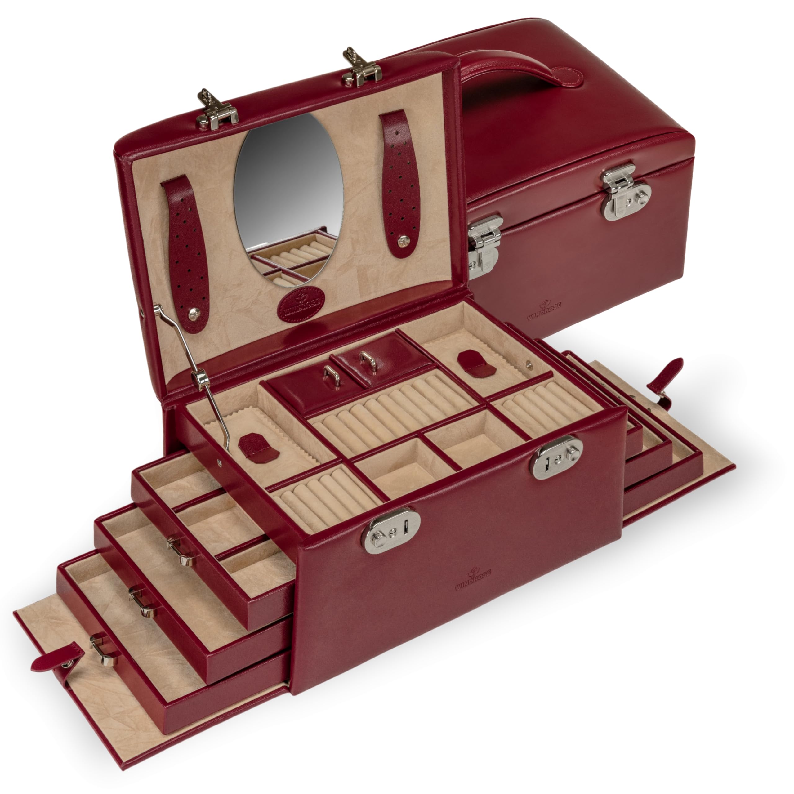 Windrose 8036830 - Joyero para mujer, piel sintética, color rojo