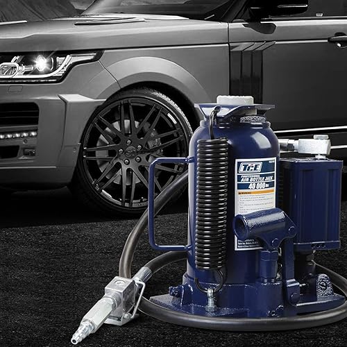 Miniatura 2 de TCE TCE31001 Torin Gato hidráulico neumático de botella con bomba manual manual, capacidad de 20 toneladas (40,000 libras), azul