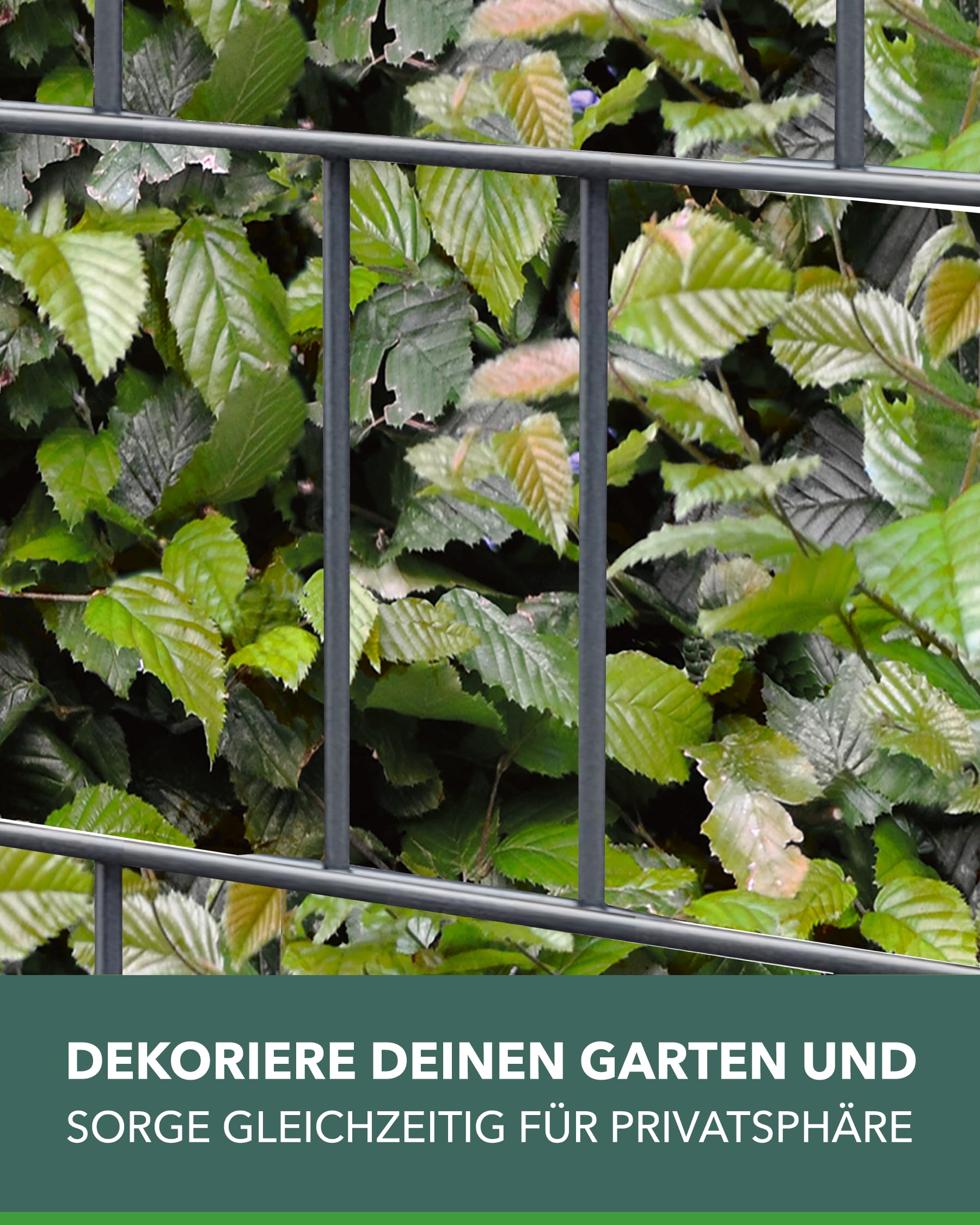 Sichtschutzstreifen Polyester - nachhaltiger Sichtschutz für Doppelstabmattenzaun - Motiv Windschutz 23,4 m x 19 cm - Sichtschutz-Rolle - Buchenhecke
