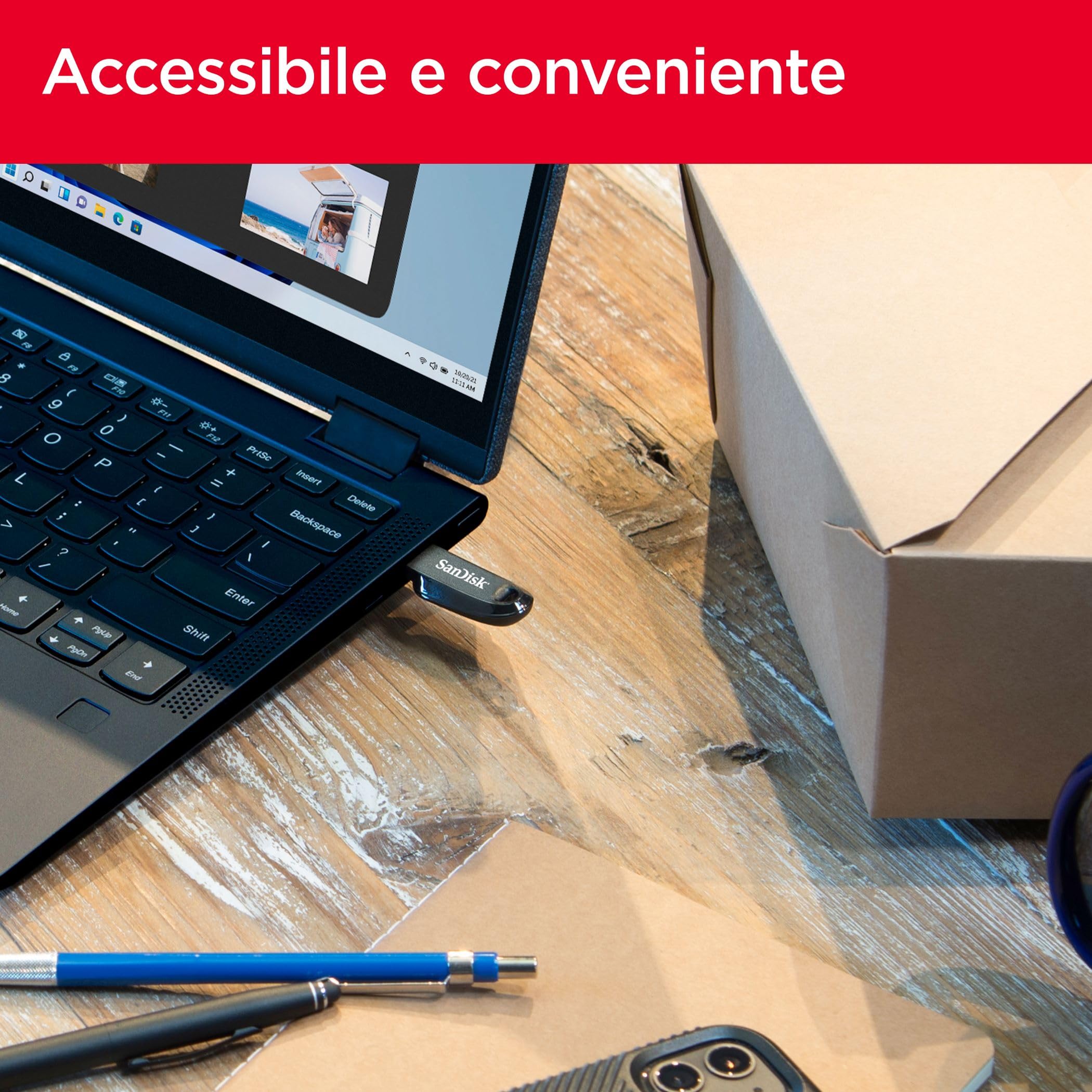 SanDisk 256GB Ultra Curve Unità flash USB 3.2 fino a 100 MB/s - Nero