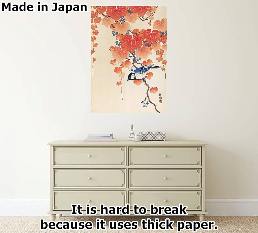 秋山花　「THE 3 BIRDS AND A FLAG」 Utagawa Hiroshige - Crested Yellow Bird and Hibiscus - Japan
