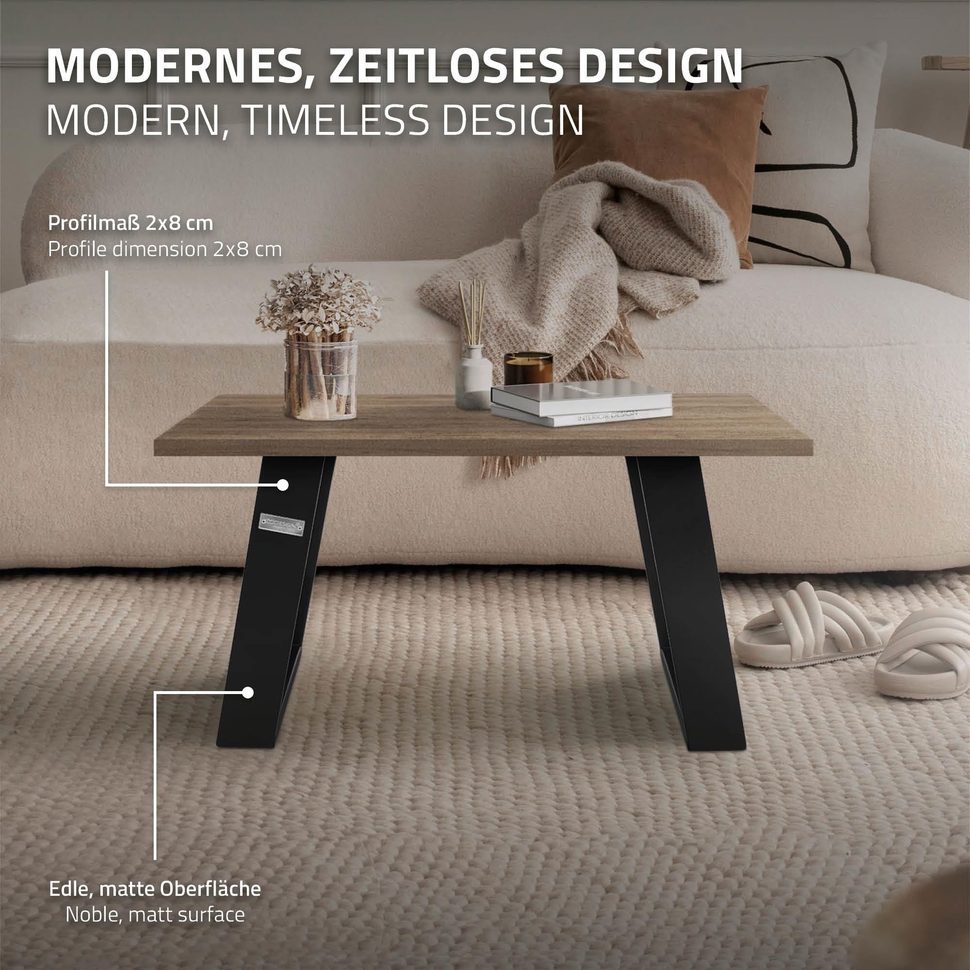ML-Design Zestaw 2 prowadnic stolowych 80GRAD nachylenie, 40x43 cm, czarne, profil 8x2 cm, nogi stolowe skosne, metalowe prowadnice meblowe, stalowy stelaz stolu skosnego, podstawa stolu nogi meblowe