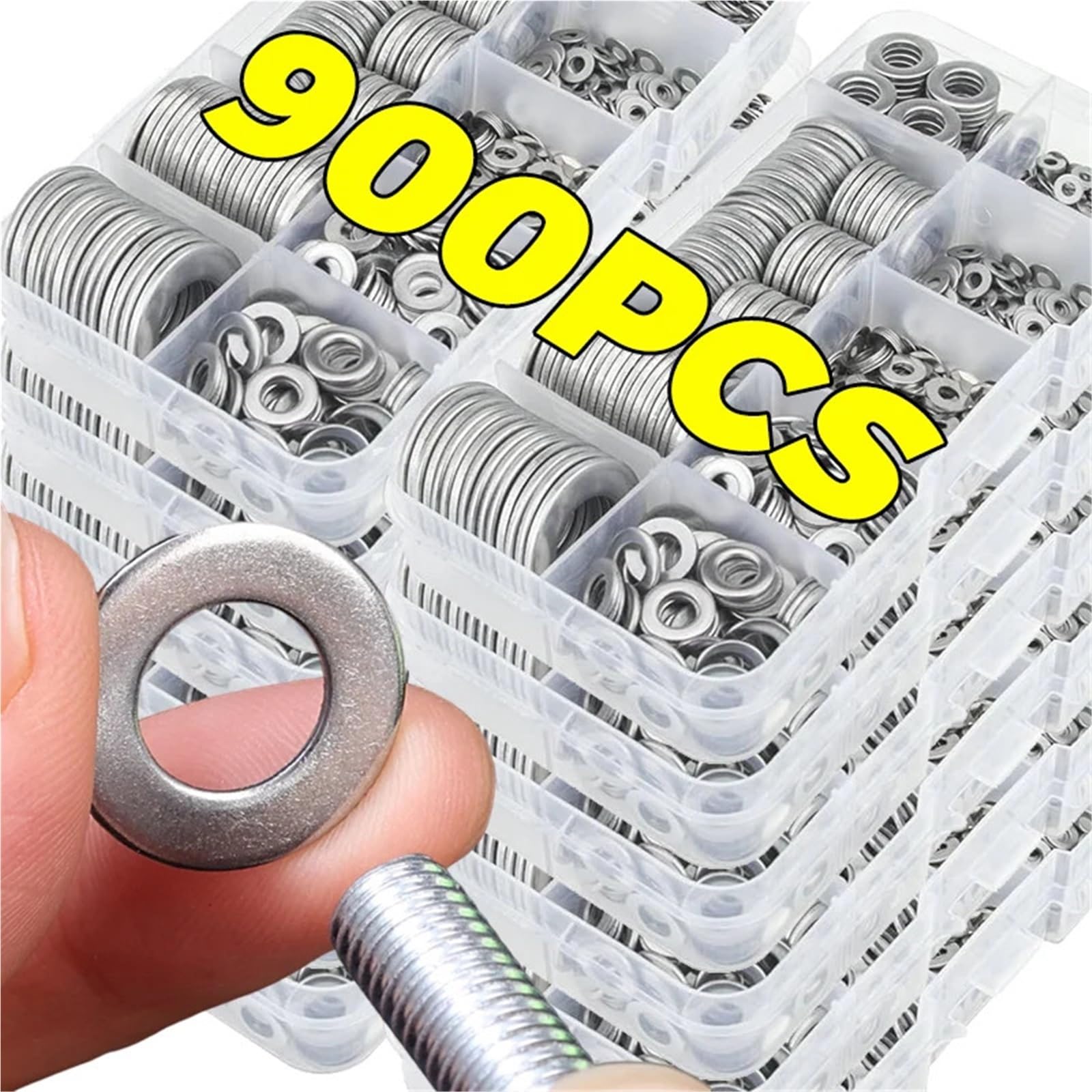 900 Uds arandela de acero inoxidable junta sellado Metal M2 .5 M3 M4 M5 M6 M8 M10 M12 arandelas planas anillos juntas kits surtidos para Tornillos