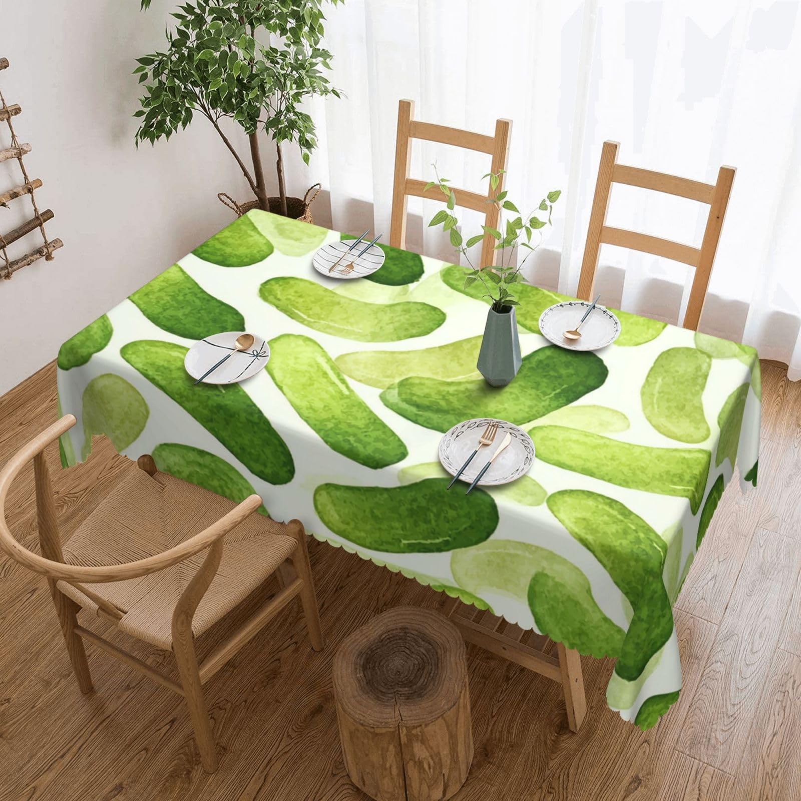 QLDETUPWLX Rectangle Table Cloth 137x183 cm Sushi Dill Pickles Tablecloths Wrinkle Free Table Cloth Washable Fabric Desktop Protection Decoration Tables Cover for Party Dining Indoor and Outdoor