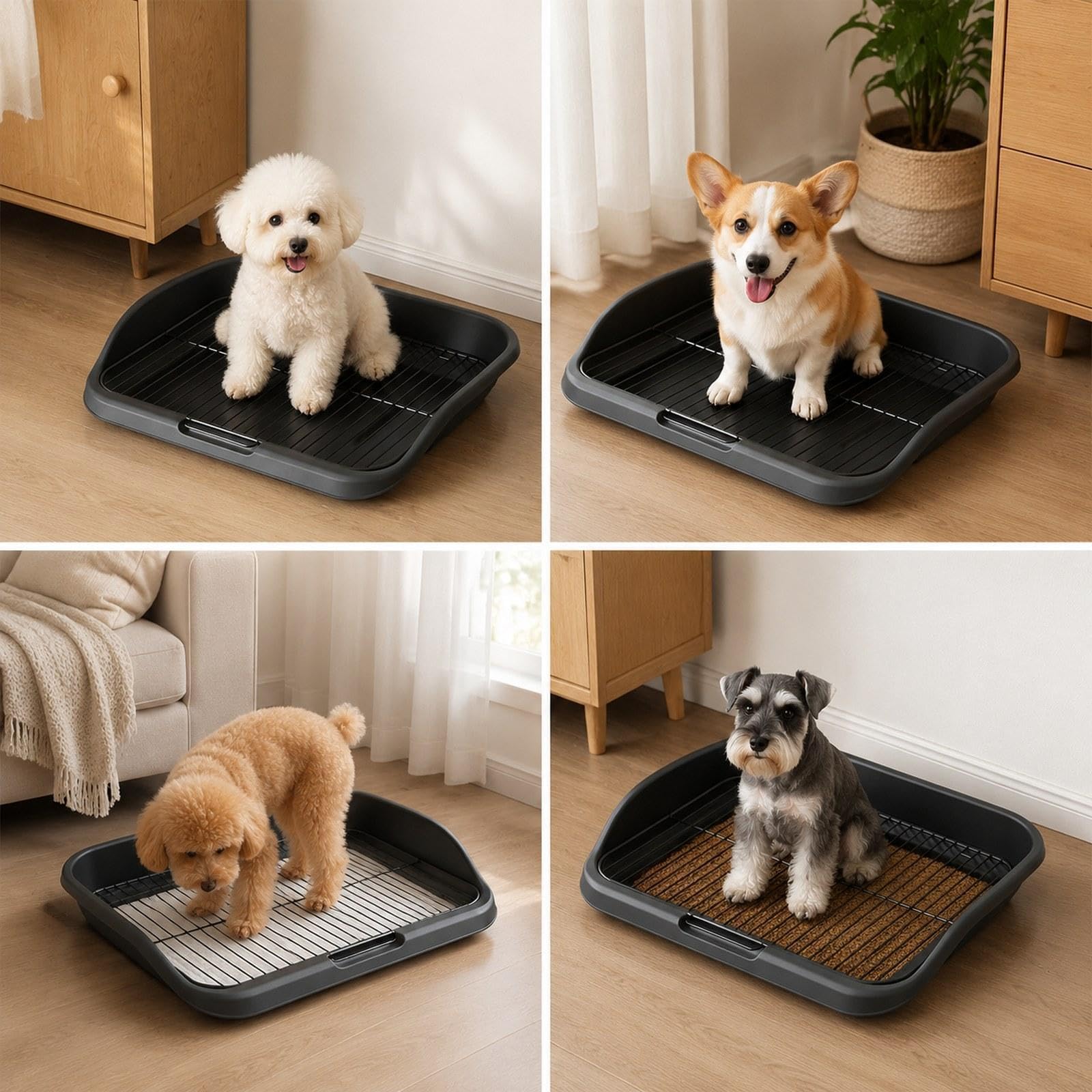 perfk Bac à litière pour Chiots, idéal pour l'apprentissage de la propreté, Les Petits et Moyens Chiens, Ainsi Que pour l'extérieur et, Noir