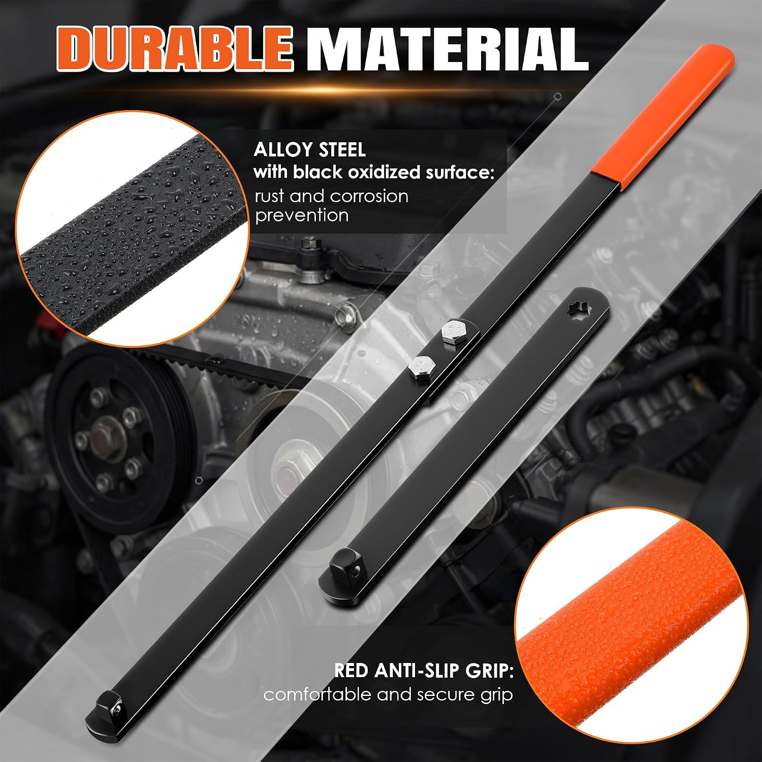 Meonum Universal Serpentine Belt Tool Kit, Tensioner Wrench(Orange)