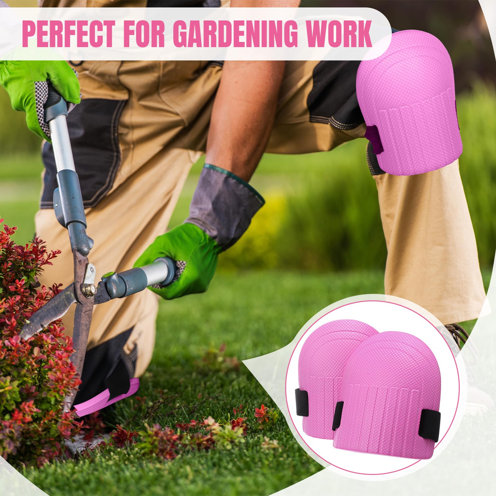 WinnerWhy Rodilleras de jardinería para mujeres y hombres, rodilleras de espuma impermeables ligeras para jardinería y tareas domésticas, rodilleras para jardinería con correas ajustables de velcro