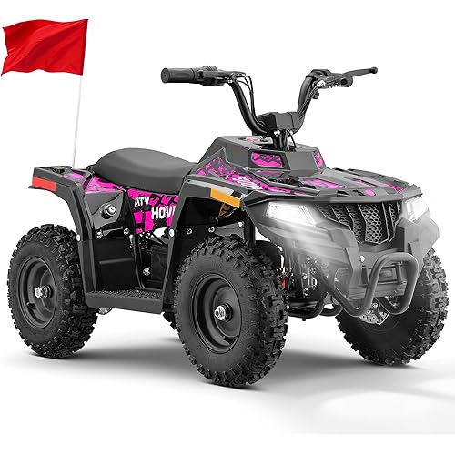 Electric ATV for Kids, 500W 36V Electric 4 Wheeler 12/15MPH Adjustable Speed, Electric Quad with Double Shock Absorption and Disc Brake,Capable of Bearing 143 lbs (Pink)
