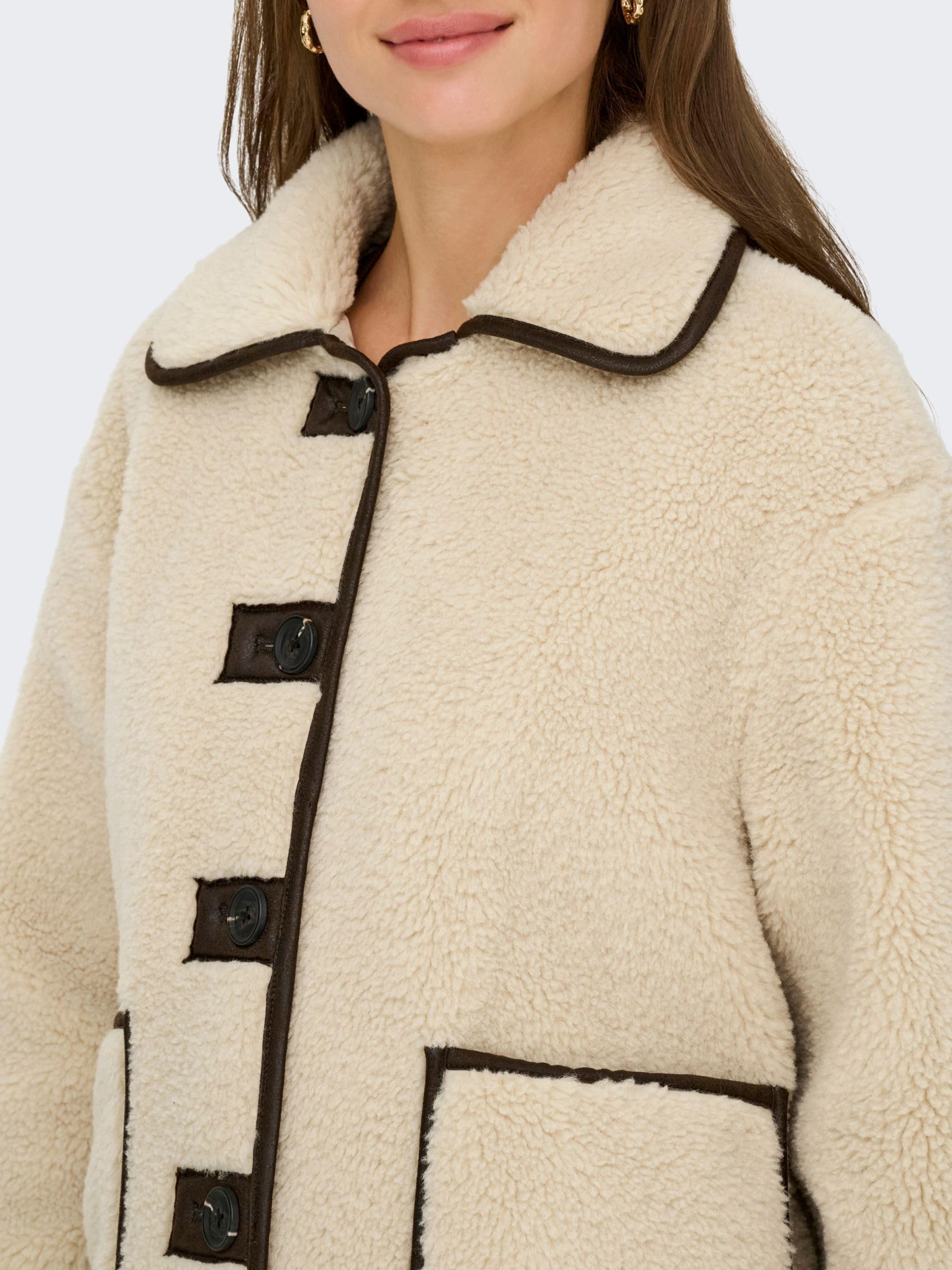 JdY Damska kurtka Jdynoella Life Teddy Jacket OTW Noos, Cement, x_s, Cement, S