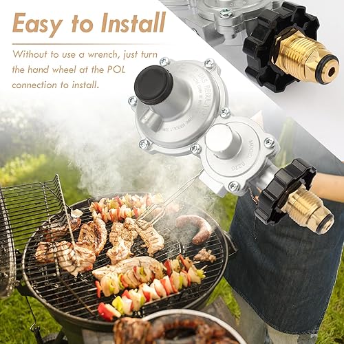 Miniatura 5 de SyunsXoon Regulador de propano de 2 etapas, NPT hembra estándar de 38 pulgadas con regulador POL RV de doble etapa para RV, furgonetas, remolques,