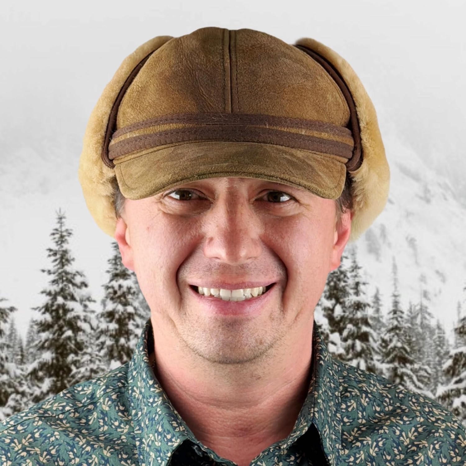 Men’s Shearling Leather Trapper Hat – Aviator Winter Cap with Genuine Sheepskin Ear Flaps | Cold Weather Hat | Ushanka - Image 5