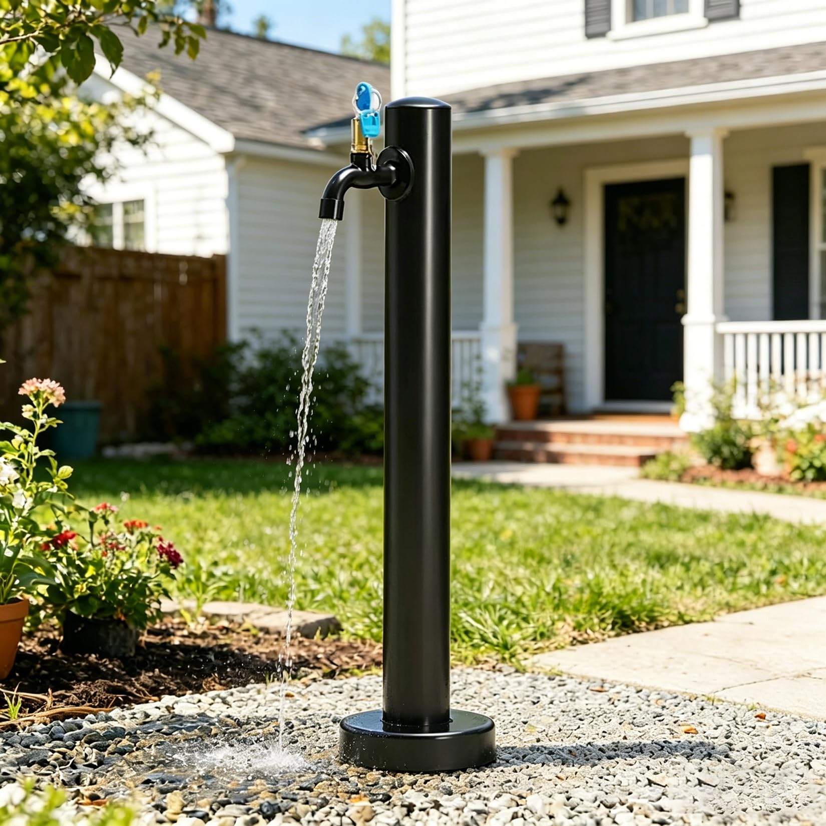 TYYCKJ Outdoor Stainless Steel Garden Water Column with Faucet,Freestanding Outdoor Hydration Source for Irrigation,Antifreeze Frost Free Outside Courtyard Water Faucet 60cm