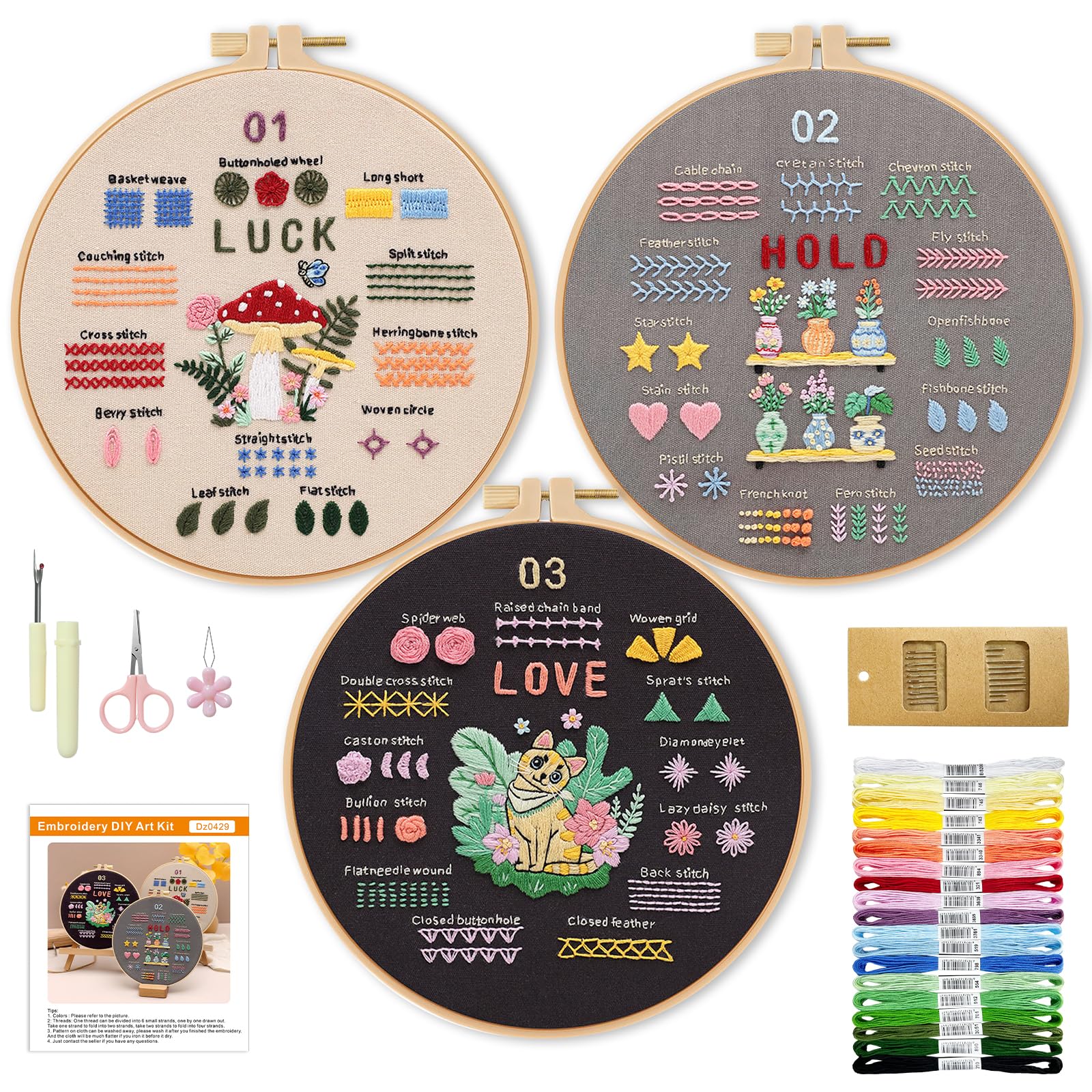WIVLAX 3-in-1 StickSet für Anfänger Erwachsene, DIY Berglandschaft Handstickerei mit Holzrahmen, Garn & Nadeln, Vollständiges Nähset für Frauen und Jugendliche, Kreative Geschenkidee