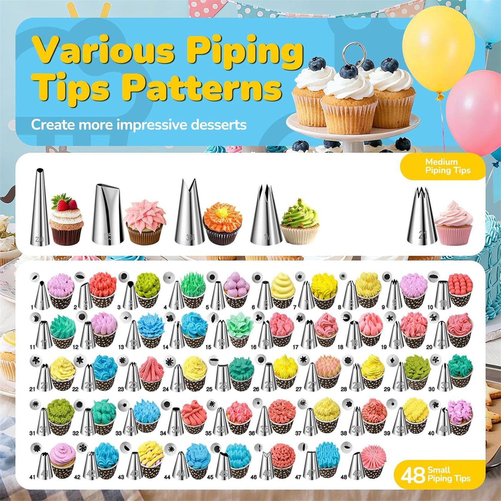 Lot de 164 accessoires de pâtisserie avec embout et tasses Passe au lave-vaisselle