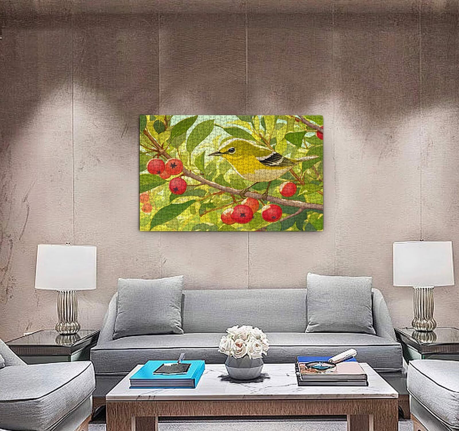 Puzzle 1000 sztuk, Jagody Ptasia Kwiat Puzzle Dorosłych Puzzle, Wyzwanie Puzzle Dekoracja Gry, Rozrywka Edukacyjna Gra Na Prezent Dekoracja R7KH-648
