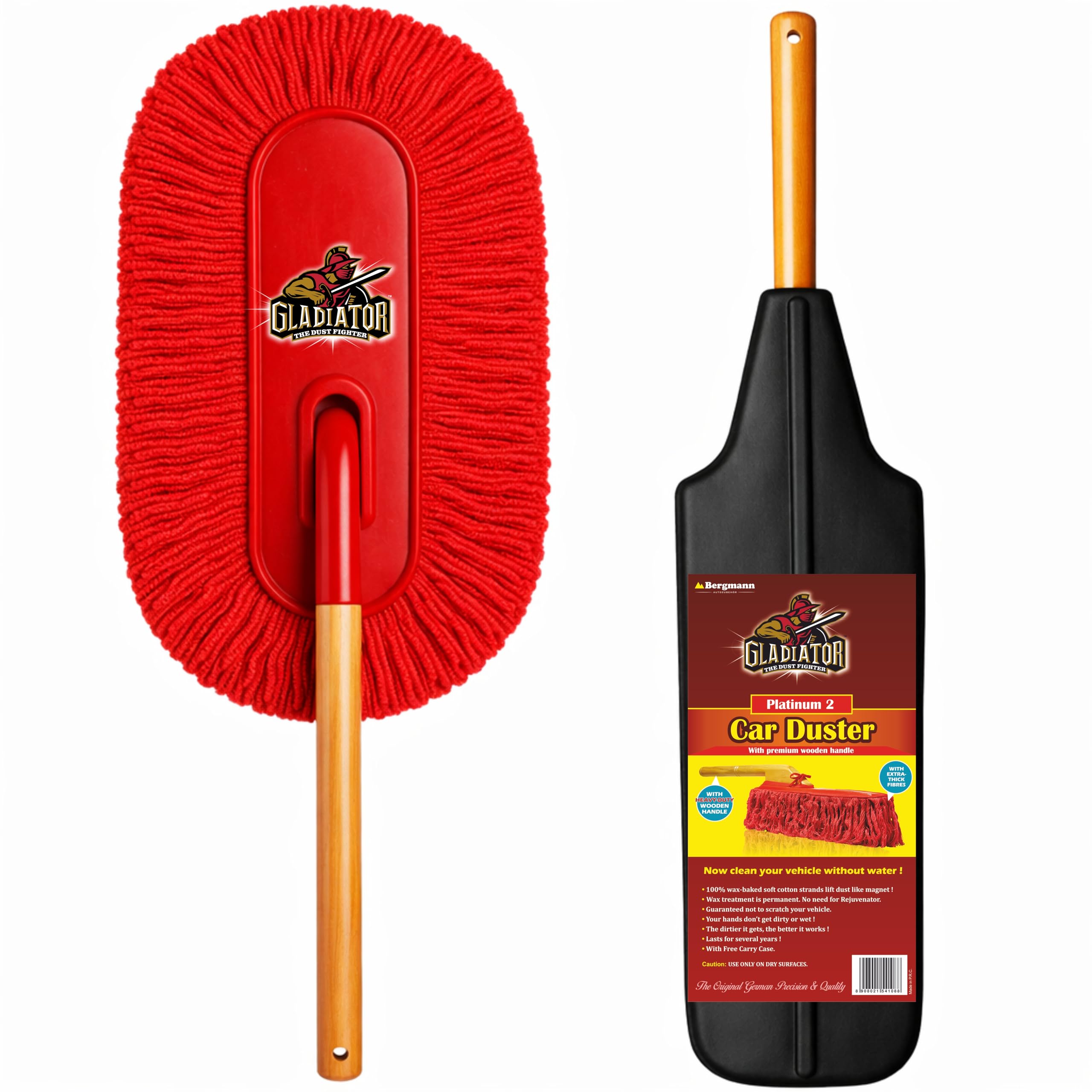 Bergmann Gladiator Platinum 2 Car Duster (with Wax-Baked Cotton Strands and Wooden Handle), Red, Extra Large-image-11