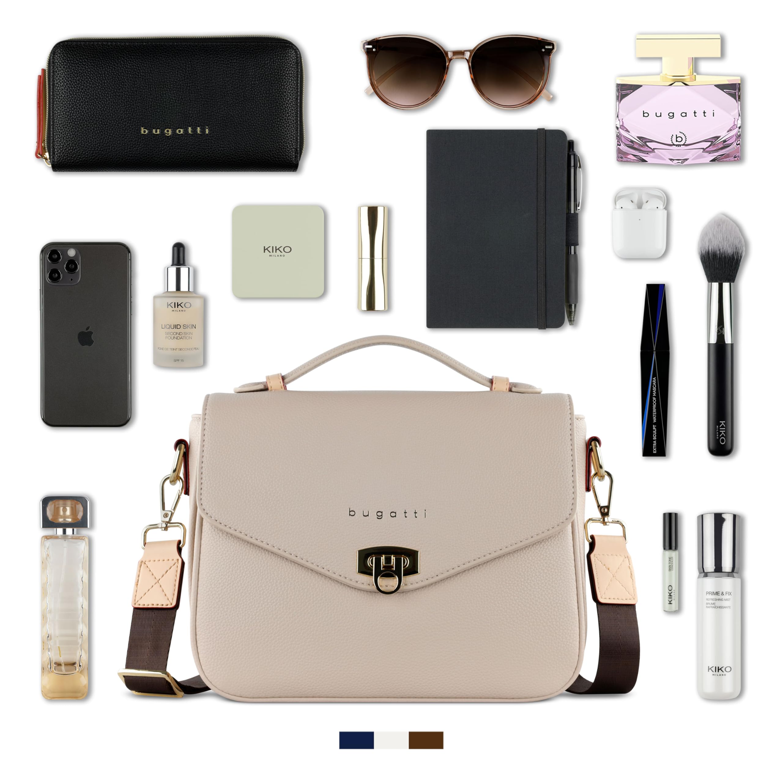 Bugatti Ella Classic Bag dla kobiet, torba na ramię z imitacji skóry, torba z uchwytem