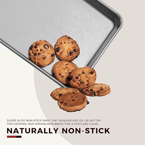 Vista 4 de KITESSENSU Juego de moldes para hornear, juego de utensilios antiadherentes para hornear de 7 piezas con molde redondo/cuadrado, molde para pan
