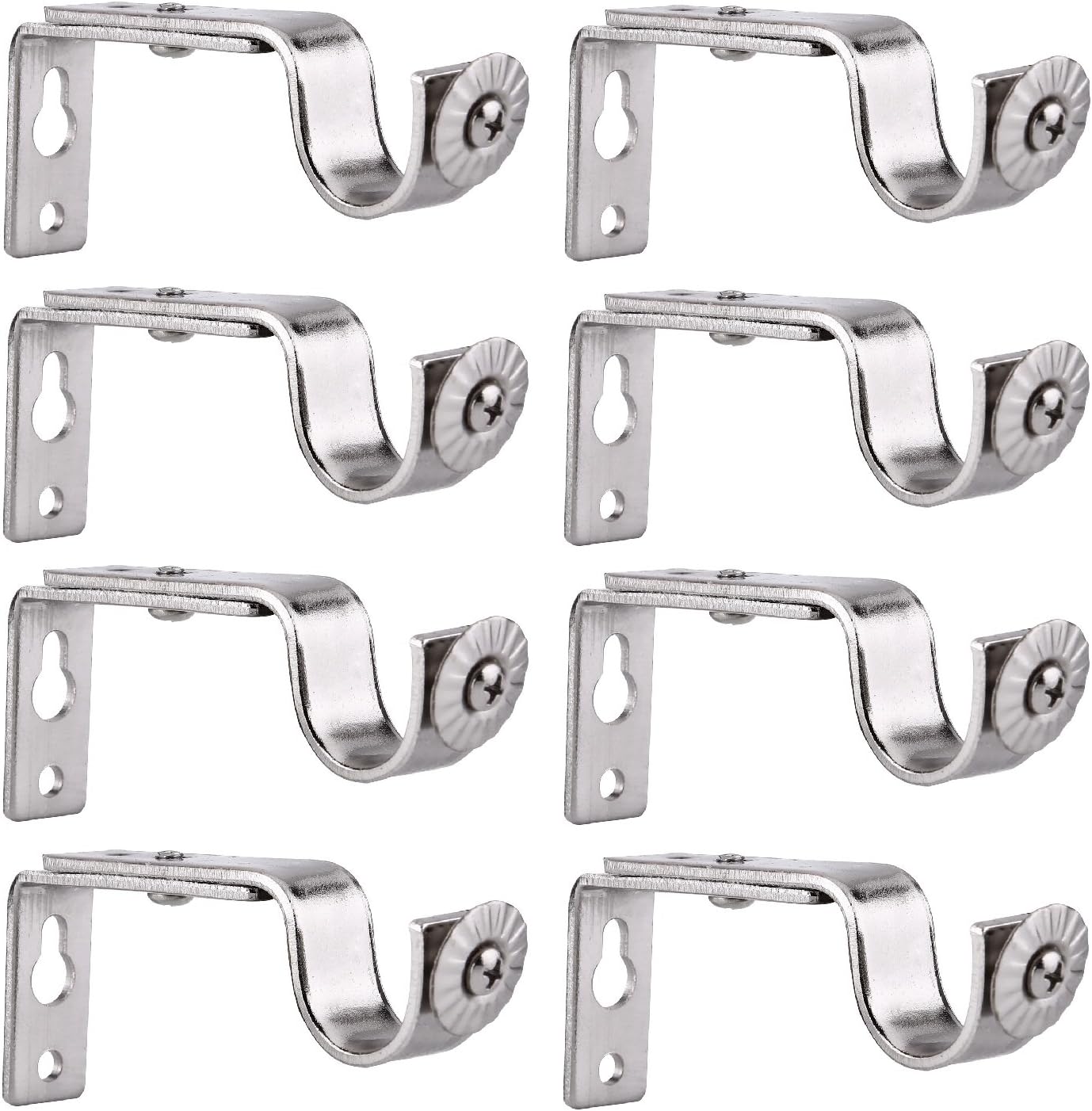 CreatyiSet of 8 Bronze Curtain Rod Brackets for 3/4 or 5/8 Inch Rod (Silver)