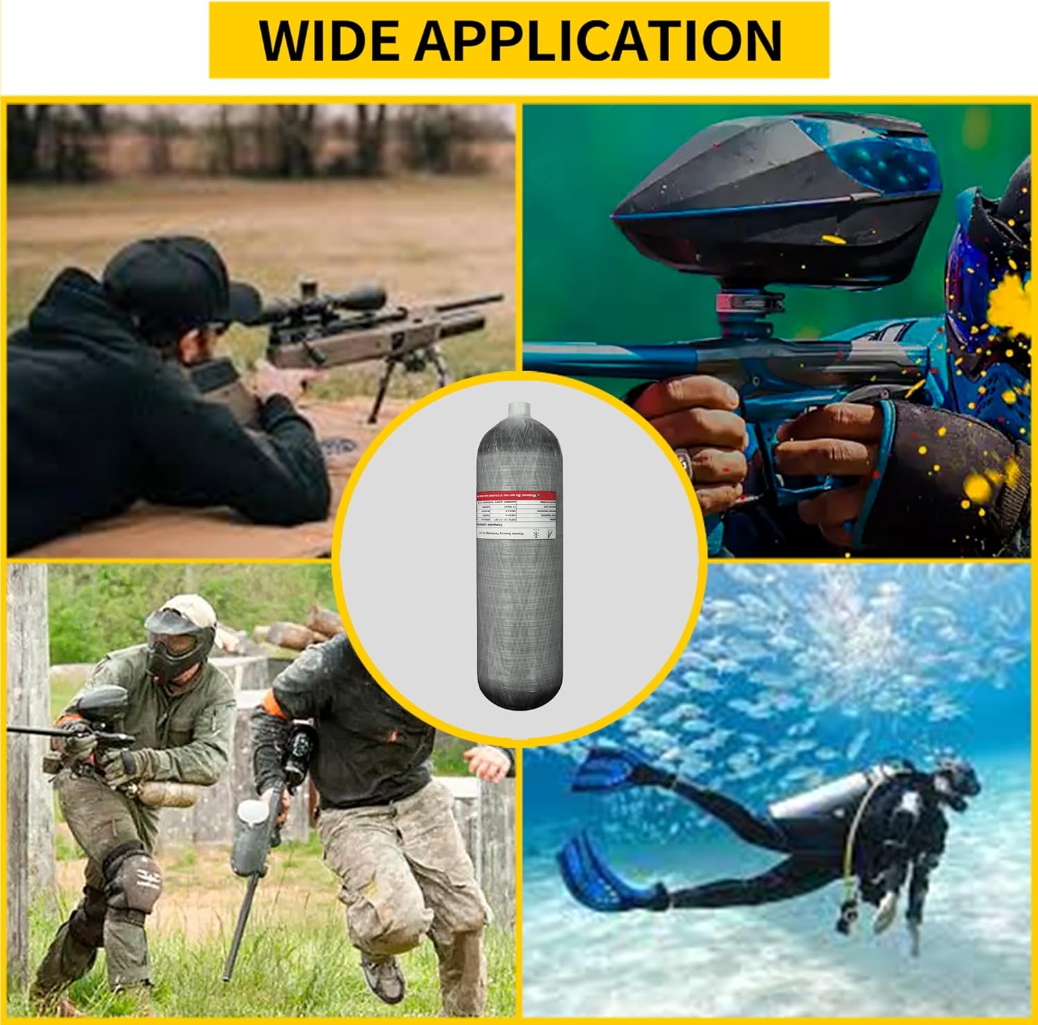 TUXING 4500Psi Carbon Fiber Paintball HPA Air Tank, 4.7L Carbon Fiber Air Tank with Pcp Filling Regulator Valve for Pcp Air Rifle Scuba Tank (Empty Bottle), M18*1.5 (4.7L Tank+Station B)