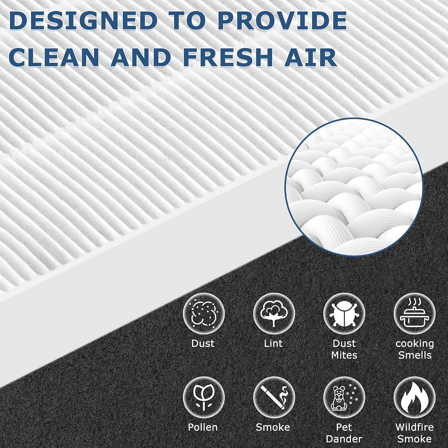 TOMOON C545 Replacement Filter S for Win.ix Air Purifier, HEPA S Set Replace Part No. 1712-0096-00 and 2522-0058-00, 2 x C545 True HEPA Filter + 8 x Activated Carbon Filter