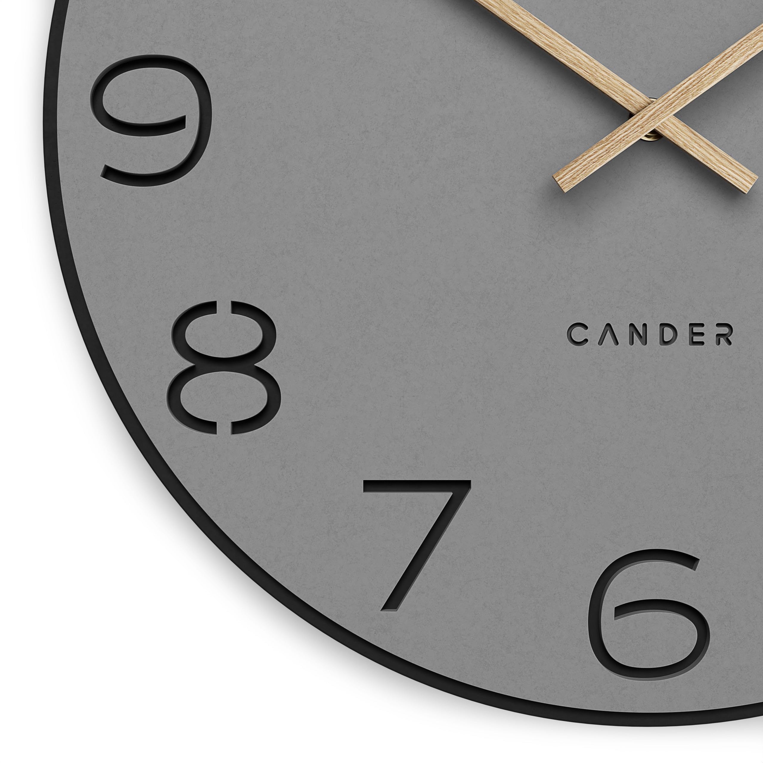 Cander Berlin MNU 2640 Y XXL Wanduhr lautlos 40 cm ohne Ticken analog Wohnzimmer modern Vintage grau schwarz Holz-Zeiger
