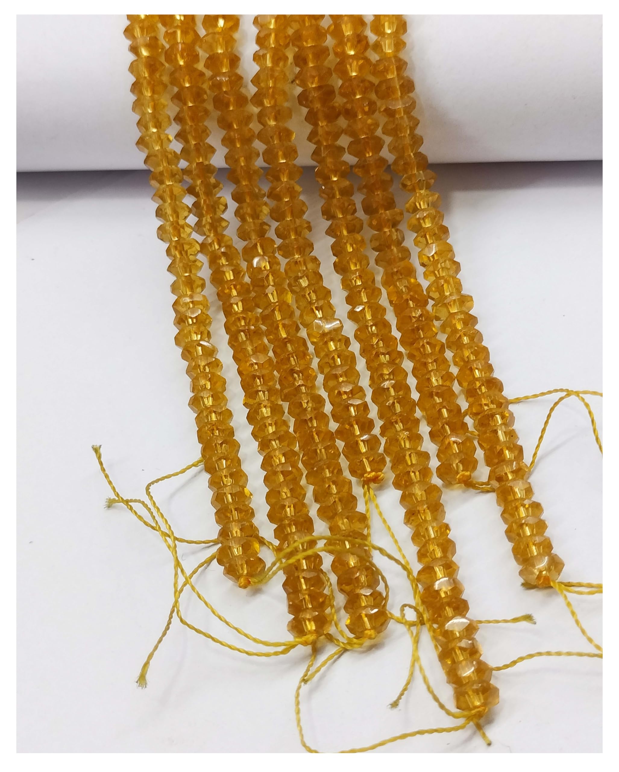 4x2mm 1 Line Cutting Glass Material Yellow Color Tyre Shape Beads for Jewellery Making kit Art & Crafts Materials for Necklace Bracelet Earring Making Materials (80+ Piece Each Line)-image-7