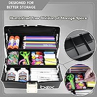 Vista 4 de Caja de almacenamiento multipropósito de tres capas de 12 pulgadas, caja de herramientas plegable, estuche para manualidades y artes, organizador