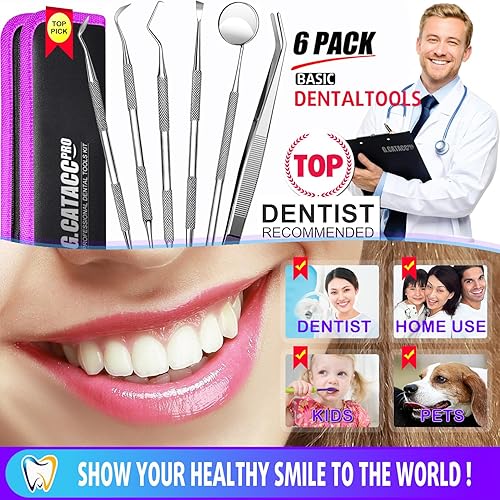 Miniatura 14 de Herramientas dentales, removedor de placa dental, kit de limpieza profesional para higiene dental, raspador de dientes de acero inoxidable