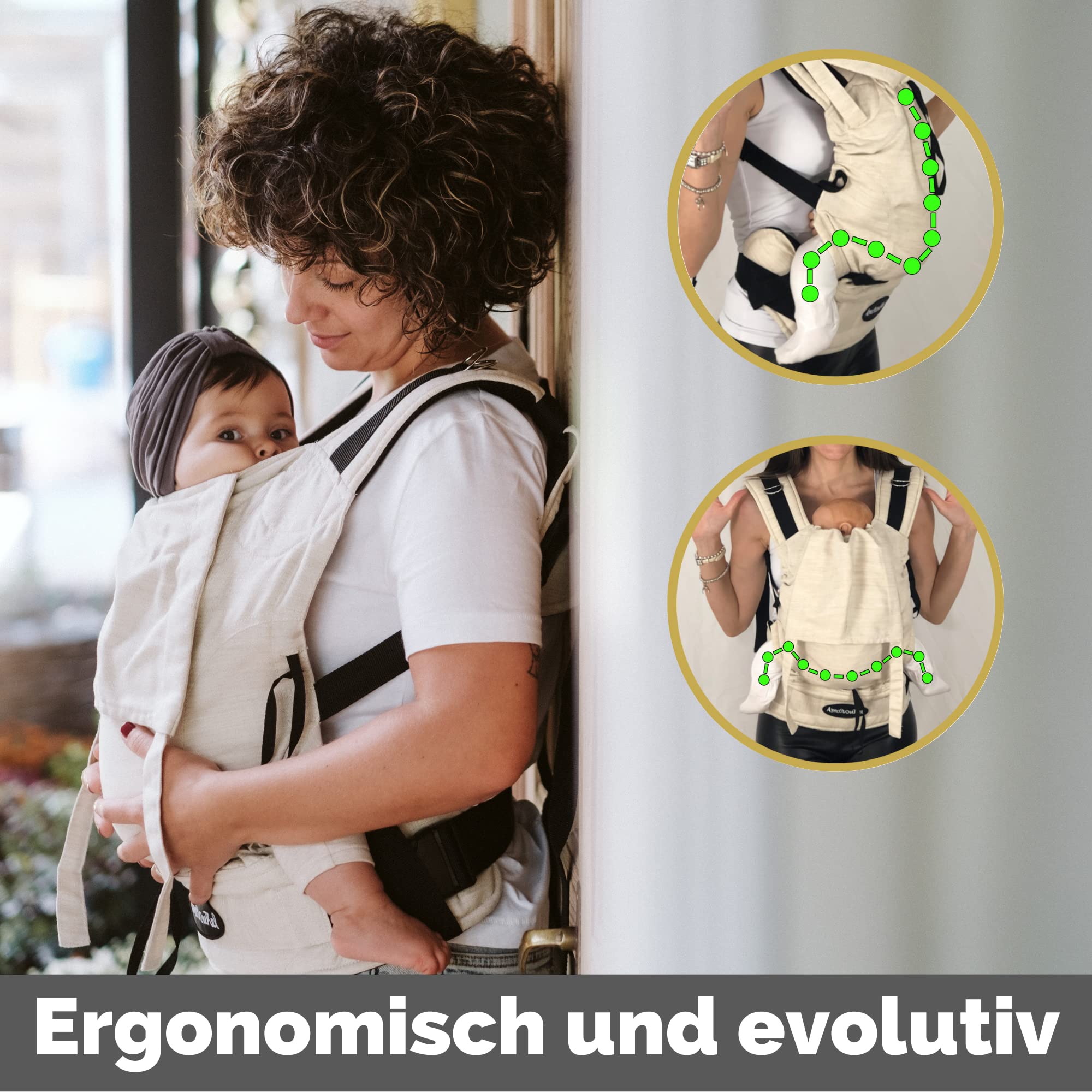 Amarsupiel - Babytrage Ergonomisch Von 4 bis 6 Monaten bis 3 oder 4 Jahre - Bequem und Einfach Anzupassen - Tragetuch aus Baumwolle - Organisch & Atmungsaktiv - Kindertrage Rucksack - Baby Carrier