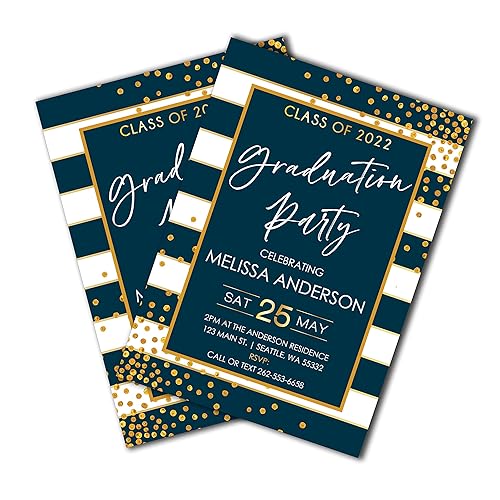 Graduation Party Invitation  Navy and Gold  Graduation Announcement  Graduation Invitation  Class of 2020  College  High School