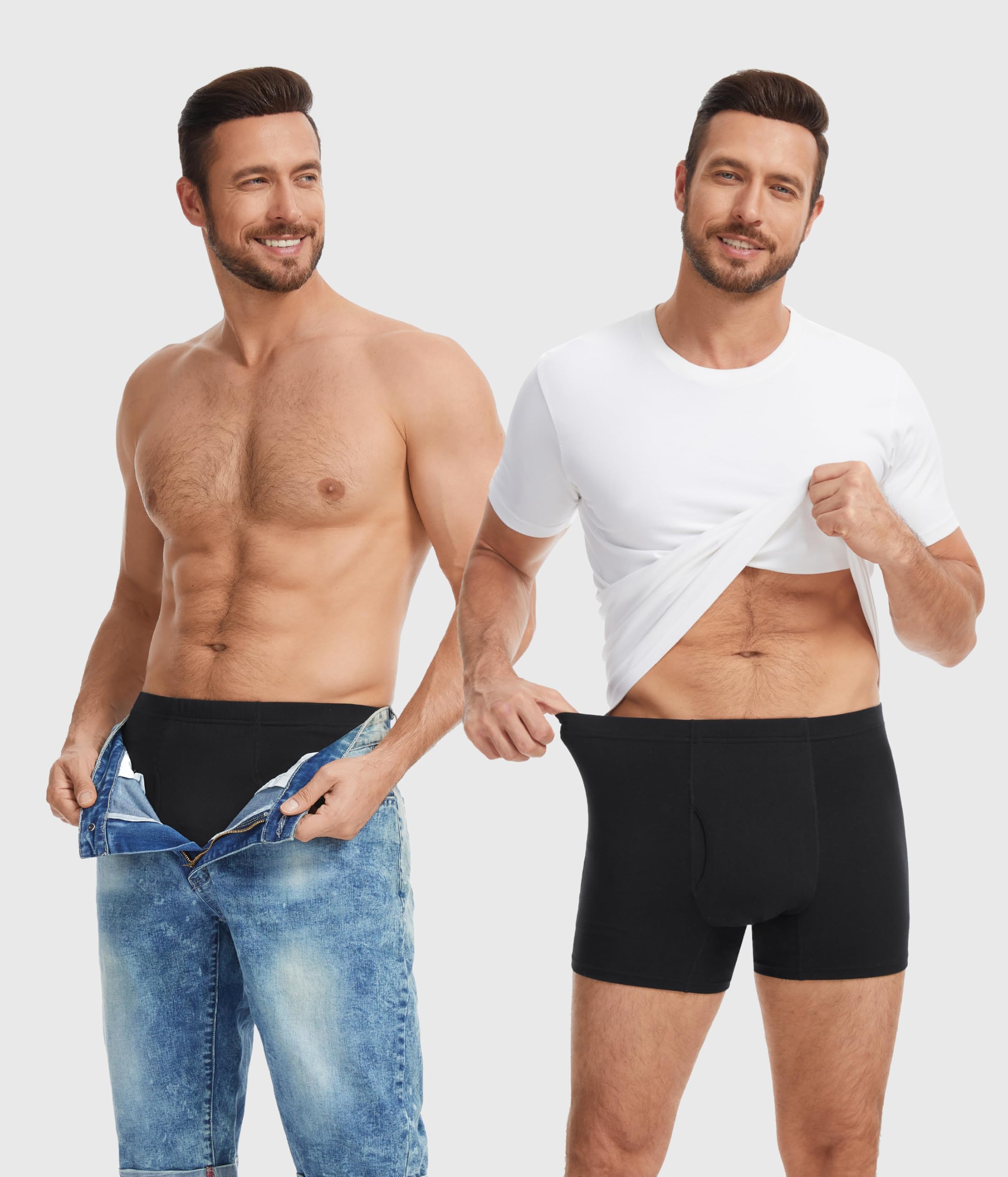 Pantalones de incontinencia para hombre, calzoncillos tipo bóxer de algodón para incontinencia, 65 ml, absorbentes, lavables, reutilizables, a prueba de fugas, paquete de 3 (negro, L)