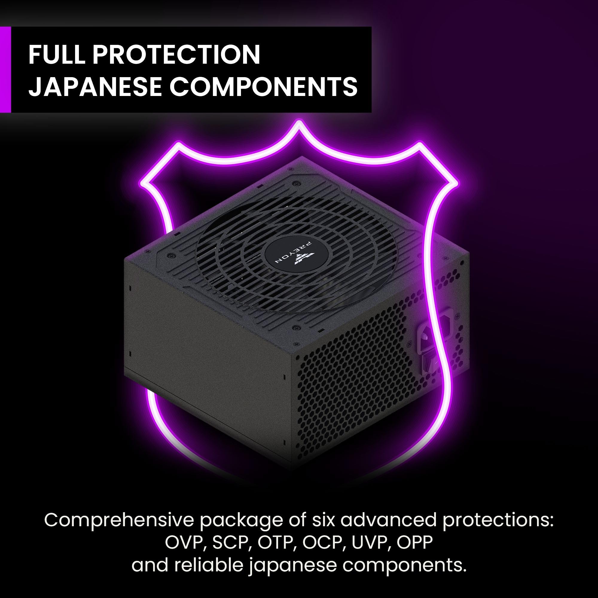PREYON Eagle Power Gaming 750 – 1000 W Fuente de alimentación 80+ Oro – Modular, silenciosa, compacta, para Jugadores y creativos, 600 W GPU, condensadores japoneses, Alta eficiencia, diseño Premium