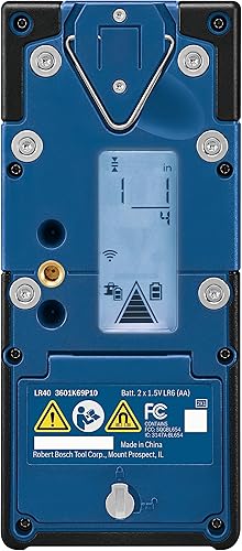 Miniatura 4 de BOSCH LR40 - Receptor láser giratorio de haz rojo de 2000 pies, incluye soporte de montaje y 2 pilas AA