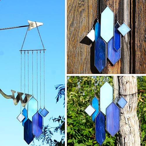 Vista 6 de Sensory4u Atrapasoles de vidrieras para colgar en la ventana, elemento de arte de pared, tonos tierra, diseño moderno, decoración del hogar o jardín