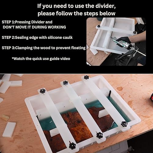 Miniatura 5 de Molde epoxi reutilizable sin sellado, 19.5 x 19.5 x 3 pulgadas, molde de resina grande para mesa de río, tabla de cortar, mesa de café de río, arte