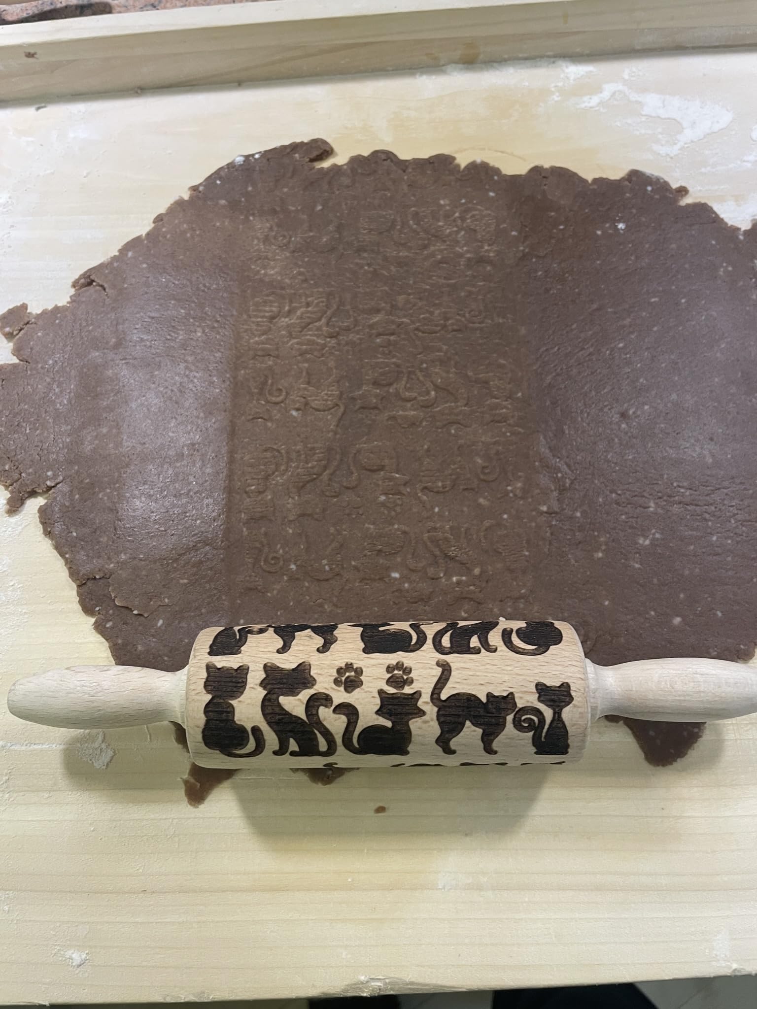 Mattarello In Rilievo Efo 40 Cm Con Motivo Cervi E Cuori: Rullo Decorativo Per Pasta Frolla, Pasta Di Zucchero E Argilla, Per Dolci E Ceramiche Natalizie - 3